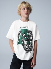 Blanco/Caduceo - Camiseta de cuello redondo con gráfico extragrande para niños de smALLSAINTS - Imagen 1 de 8