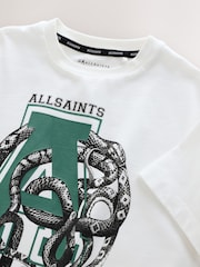 Blanco/Caduceo - Camiseta de cuello redondo con gráfico extragrande para niños de smALLSAINTS - Imagen 8 de 8
