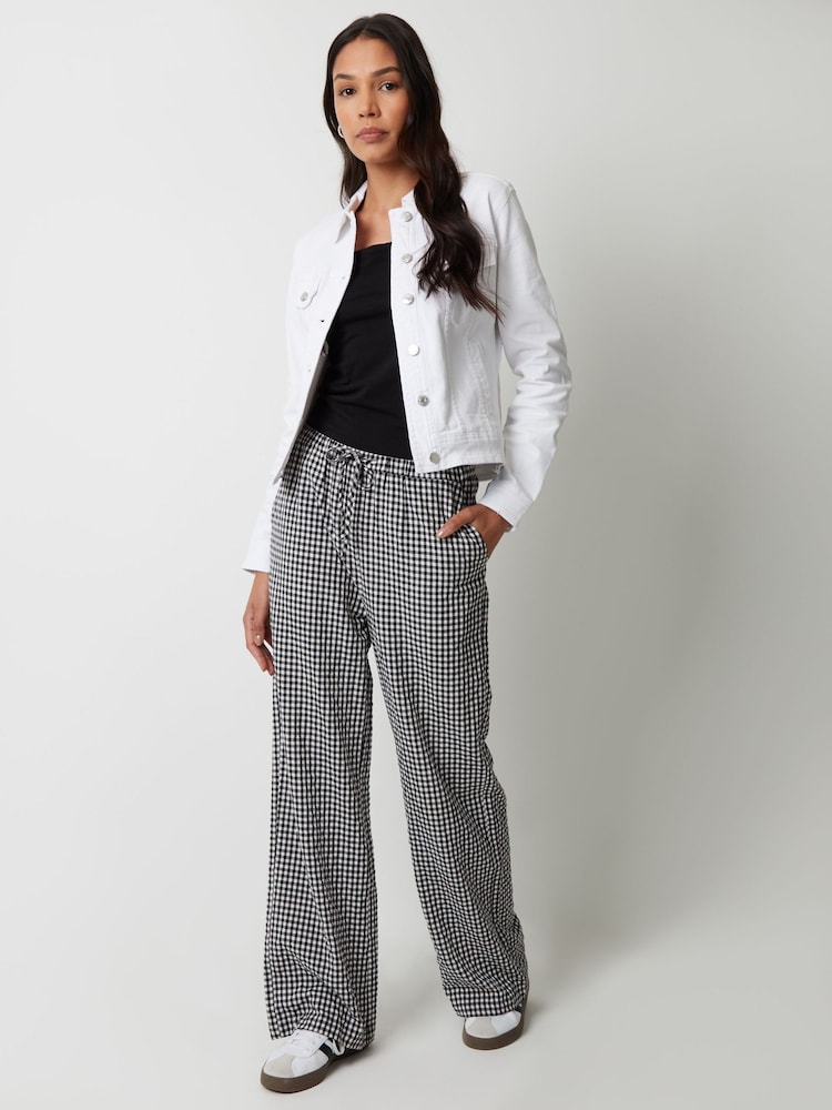 Threadbare Black Wide Leg Gingham Trousers - Image 1 of 5