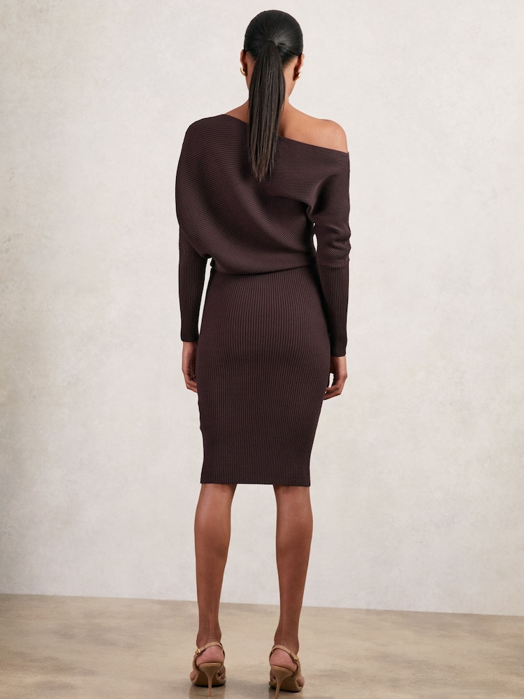 knee length dresses for ladies Girl In Mind Elodie Floral Embroidered Plum Midi Dress – Love My Apparel main image 1