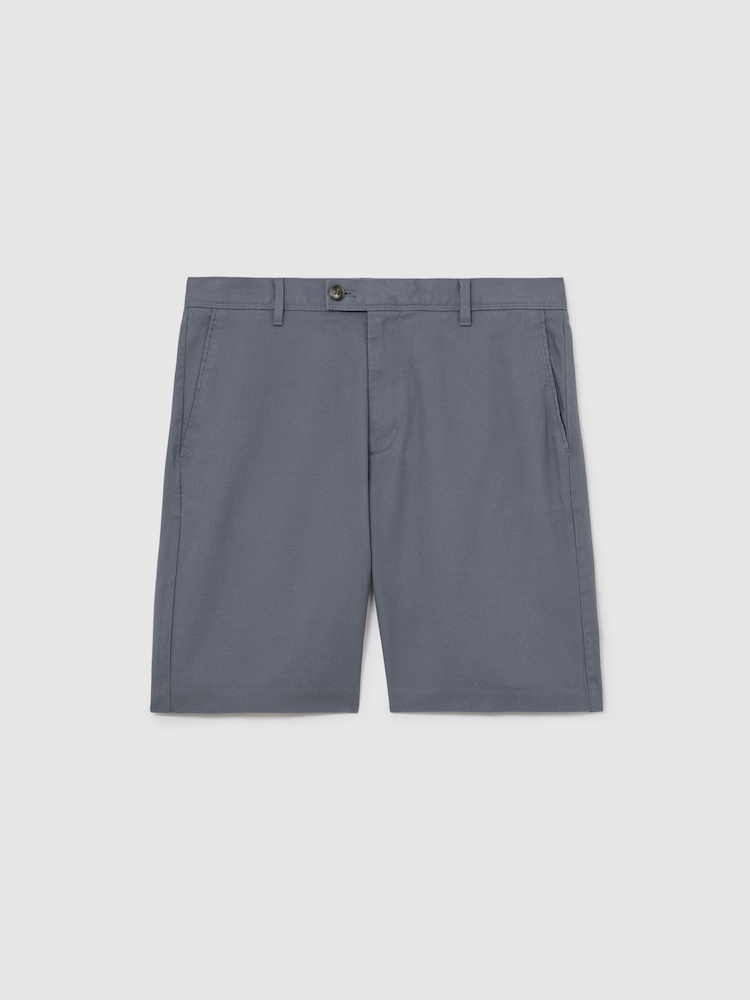 Airforce Blue - Reiss Dobby Short Cotton-Piqué Shorts - Imaginea 2 din 6