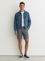 Airforce Blue - Reiss Dobby Short Cotton-Piqué Shorts - Imaginea 3 din 6