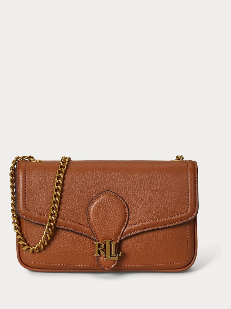 Lauren Ralph Lauren Brown Leather Flap Chain Cross-Body Bag - Image 2 of 6 Lauren Ralph Lauren Brown Leather Flap Chain Cross-Body Bag - Image 2 of 6