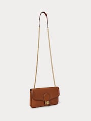 Lauren Ralph Lauren Brown Leather Flap Chain Cross-Body Bag - Image 3 of 6