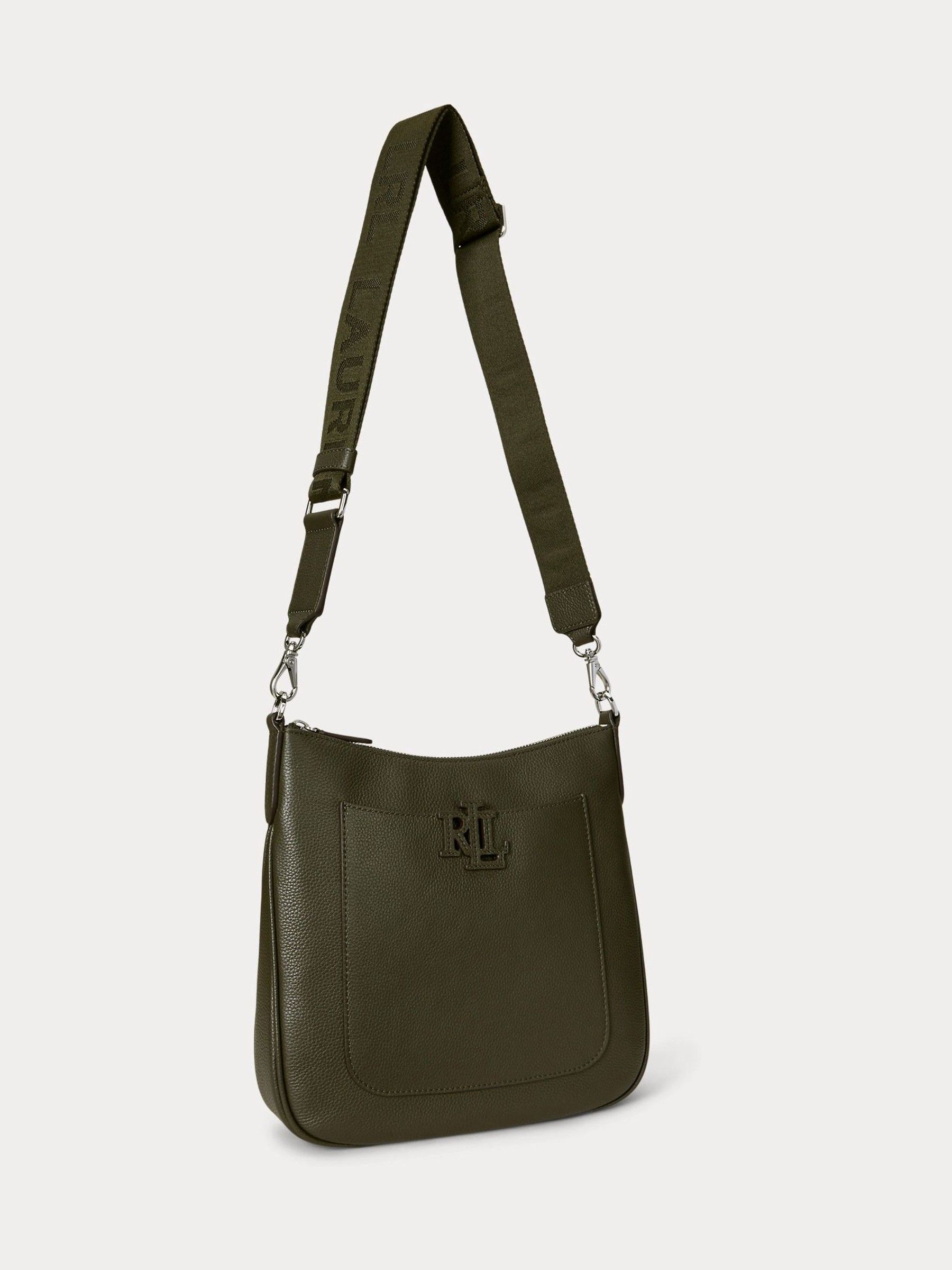 Buy Lauren Ralph Lauren Dark Olive Cameryn Pebbled Leather Large