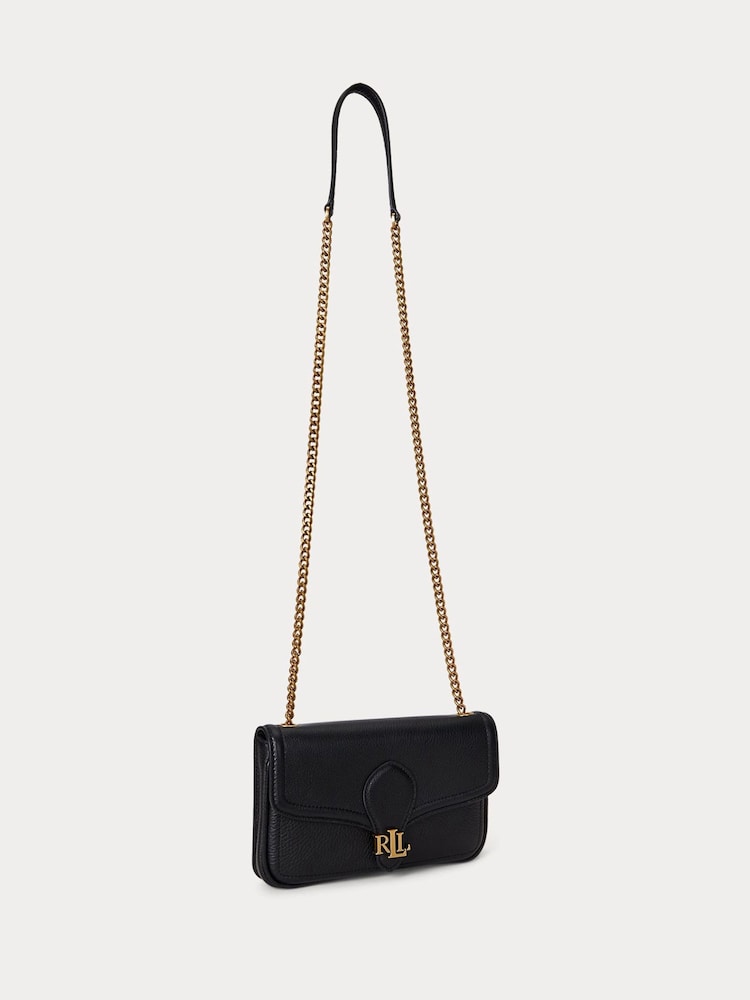 Lauren Ralph Lauren Black Leather Flap Chain Cross-Body Bag - Image 2 of 5 Lauren Ralph Lauren Black Leather Flap Chain Cross-Body Bag - Image 2 of 5