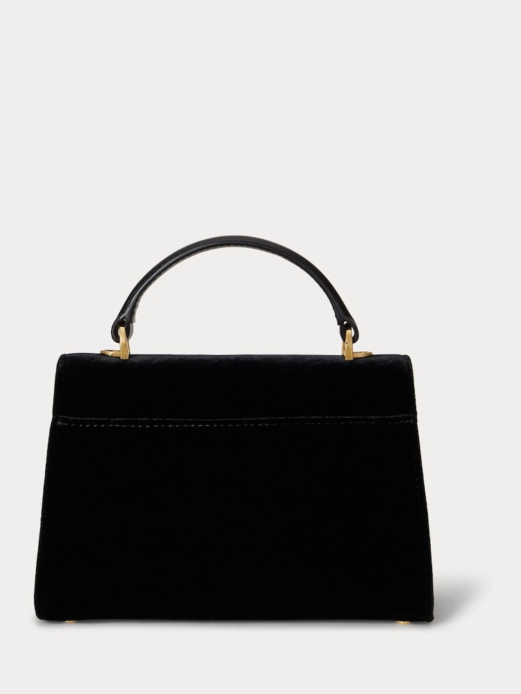 Lauren Ralph Lauren Black Farrah Velvet Top Handle Bag - Image 2 of 6 Lauren Ralph Lauren Black Farrah Velvet Top Handle Bag - Image 2 of 6