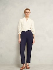Hobbs Blue Noa 100% Cotton Trousers - Image 2 of 4