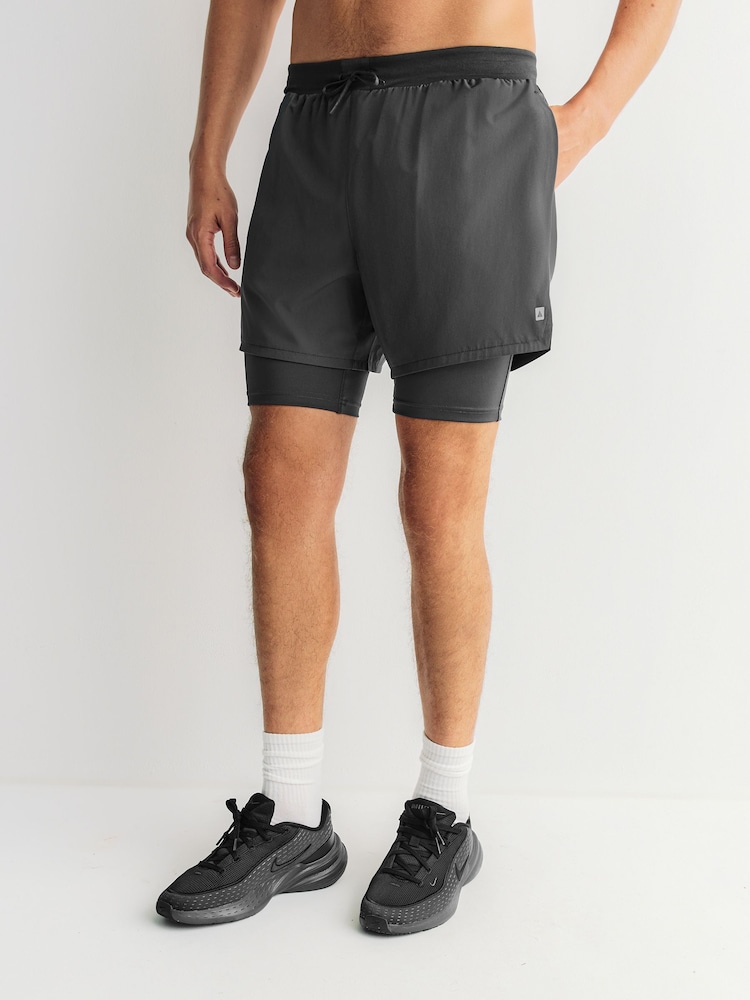 črna - Aktivno 2-v-1 Kratke hlače 2 Komplet - Slika 2 iz 11