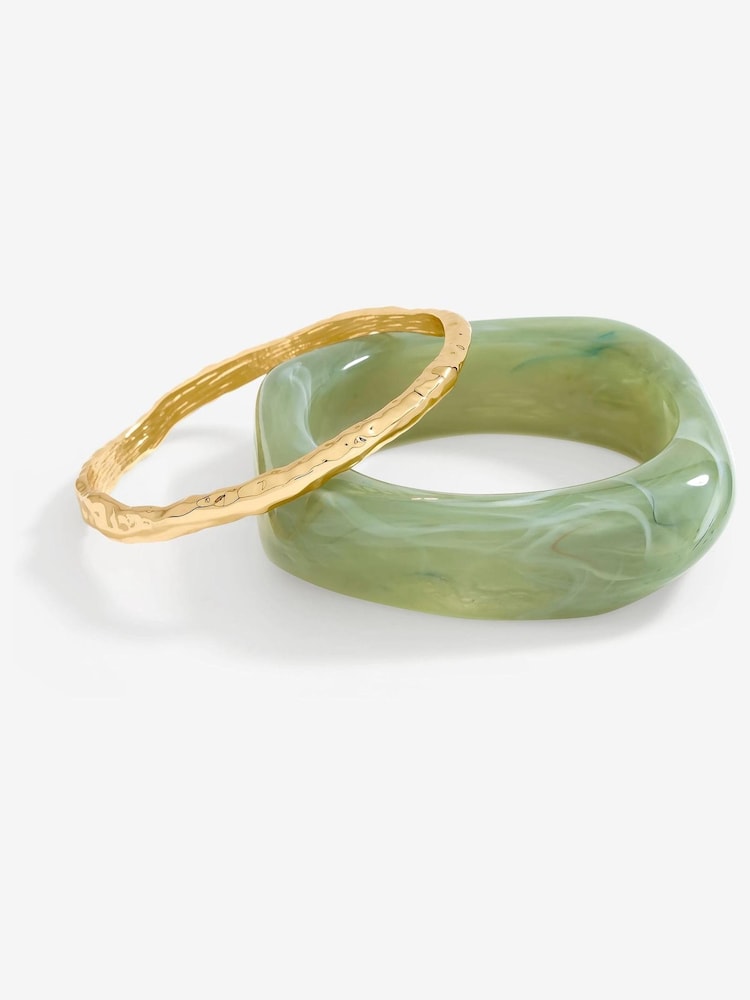 Mood Mint And Polished Resin Statement Stacker Bracelets 2 Pack - Imagen 1 de 2