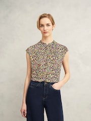 Hobbs Blue Maeve Printed Top - Image 1 of 4