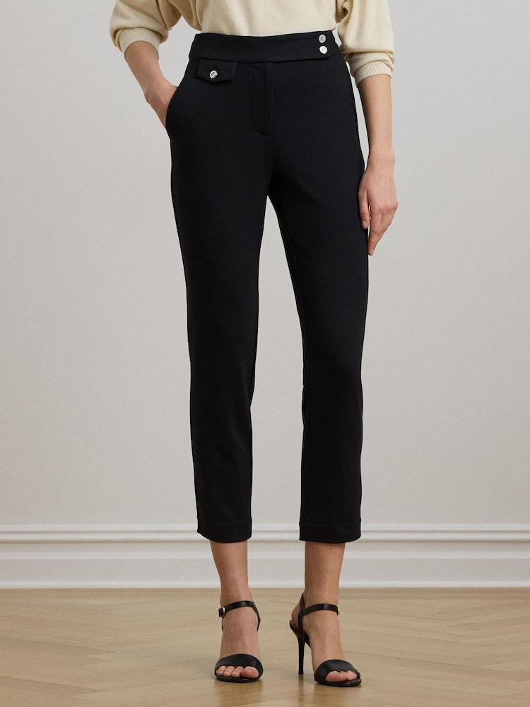 Lauren Ralph Lauren Black Slim Fit Zinleah Stretch Trousers - Image 1 of 8 Lauren Ralph Lauren Black Slim Fit Zinleah Stretch Trousers - Image 1 of 8