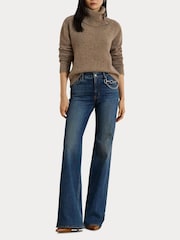 Lauren Ralph Lauren Wide Leg Retro Flare Mid Wash Stretch Denim Jeans - Imagem 3 de 6