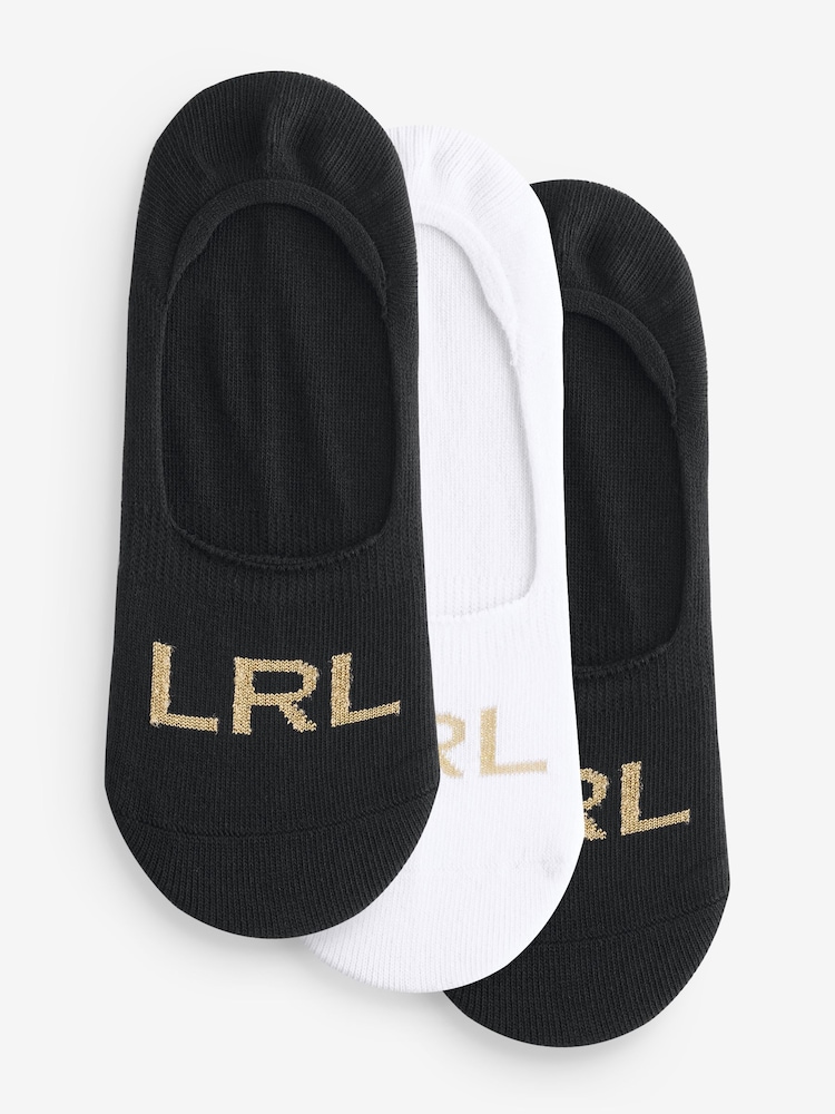 Lauren Ralph Lauren White Logo Liner Invisible 3-Pack Socks - Image 1 of 3