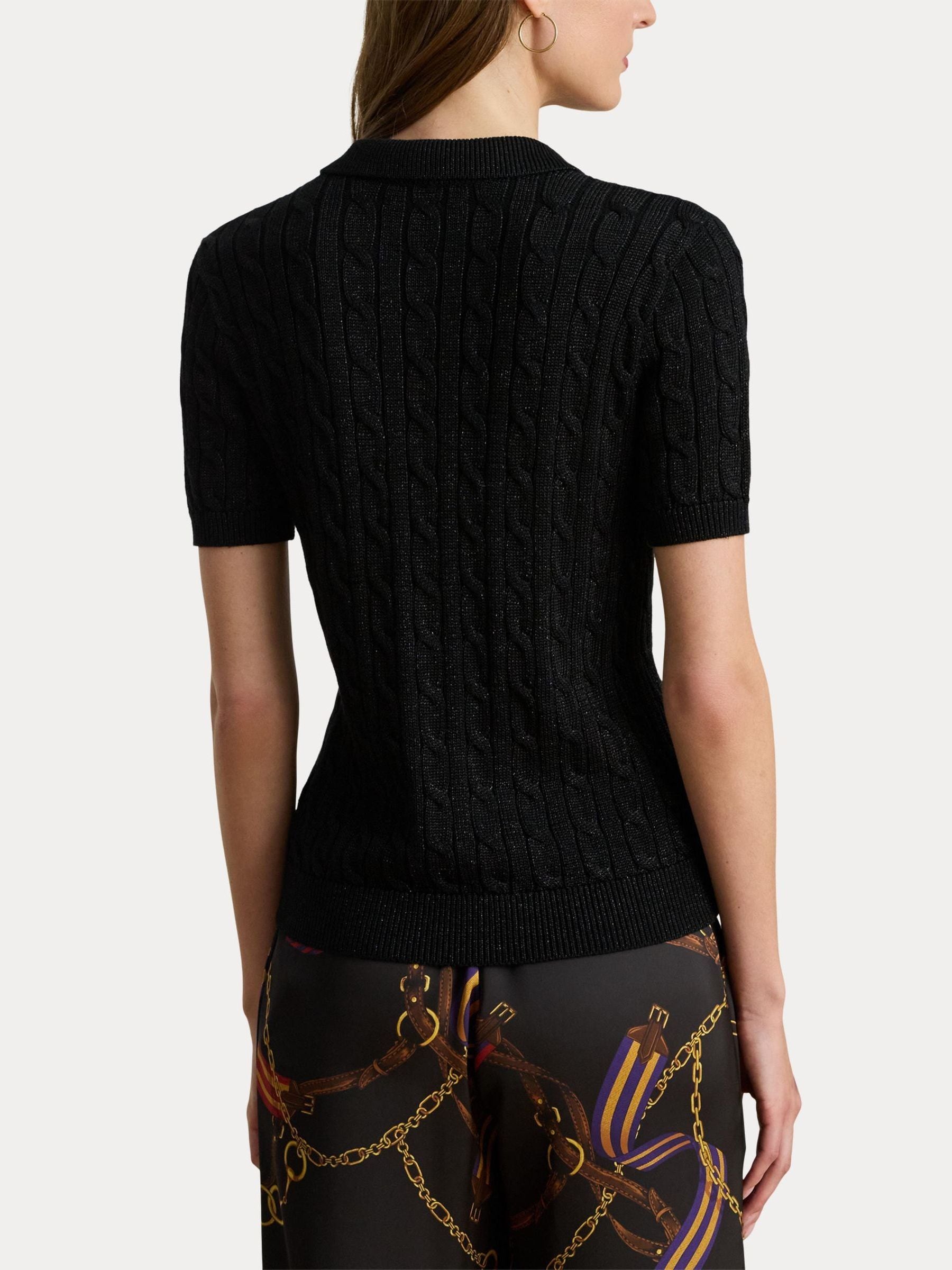 Buy Lauren Ralph Lauren Black Natrissa Metallic Knit Polo Shirt