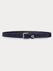 Lauren Ralph Lauren Blue Keeper Skinny Suede Belt - Image 1 of 2