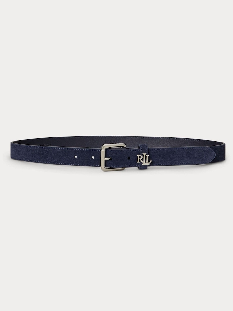 Lauren Ralph Lauren Blue Keeper Skinny Suede Belt - Image 1 of 2