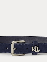 Lauren Ralph Lauren Blue Keeper Skinny Suede Belt - Image 2 of 2