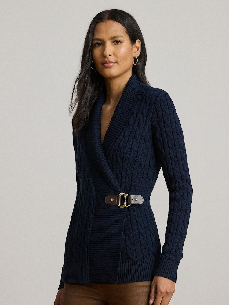 Lauren Ralph Lauren Donato Buckle Chunky Knit Cardigan - Bild 1 von 6