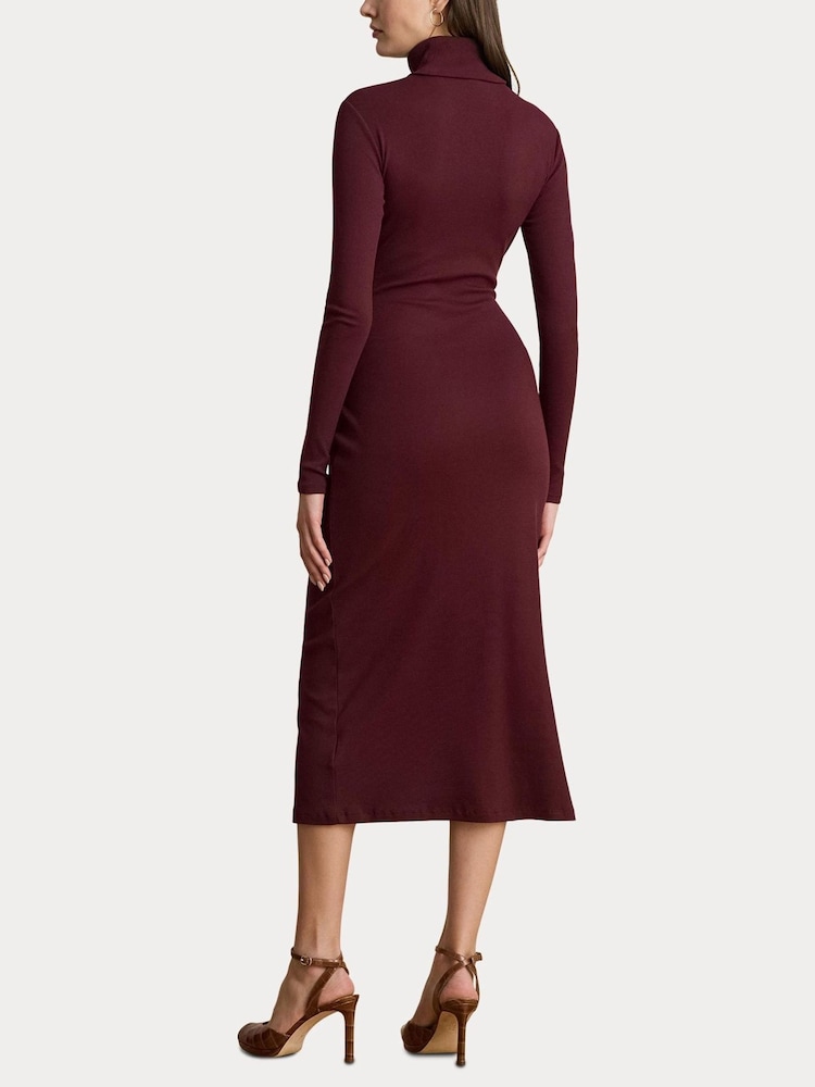 Womens Lauren Ralph Lauren Dark Garnet Vaureen Tie Front Turtle Neck Dress XXL (US 16-18)
