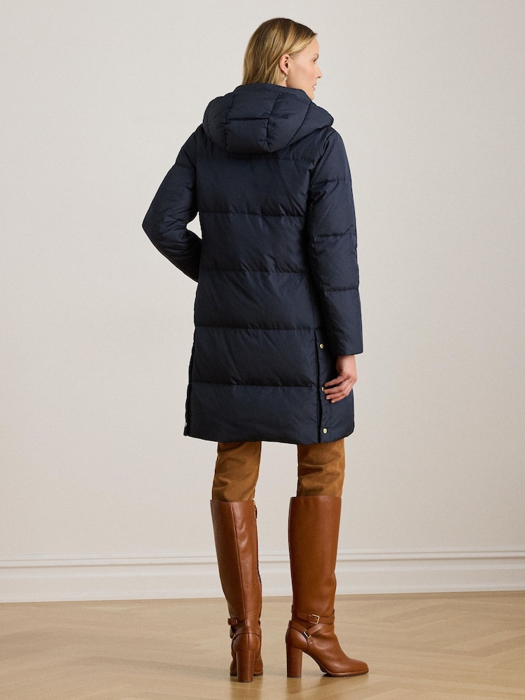 Buy Lauren Ralph Lauren Dark Navy Crest Patch Hooded Quilted Down 