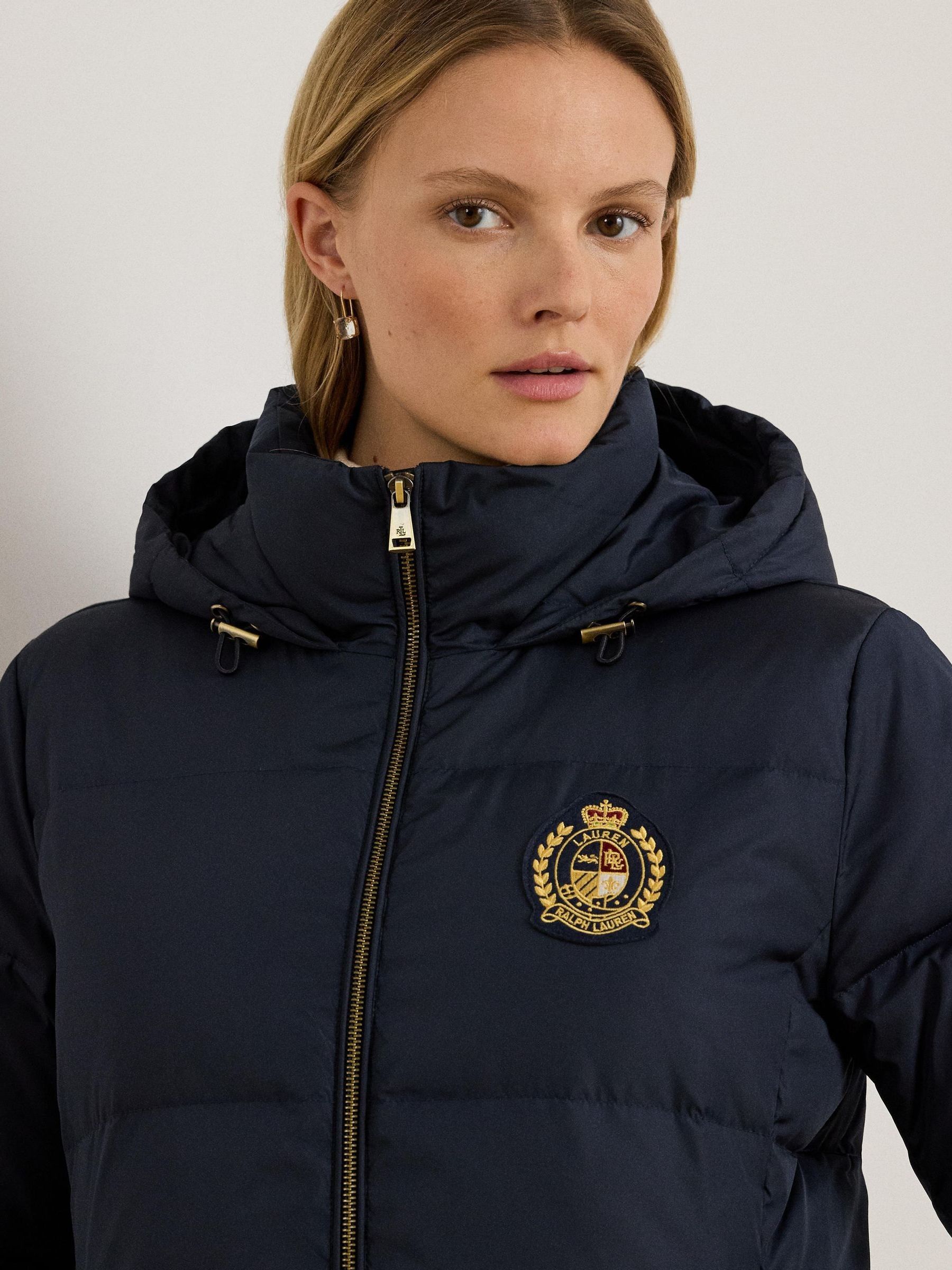 Buy Lauren Ralph Lauren Dark Navy Crest Patch Hooded Quilted Down