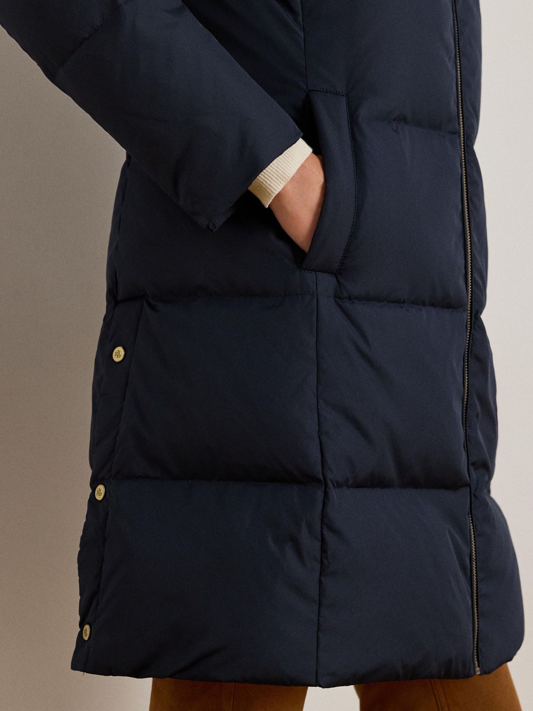Buy Lauren Ralph Lauren Dark Navy Crest Patch Hooded Quilted Down