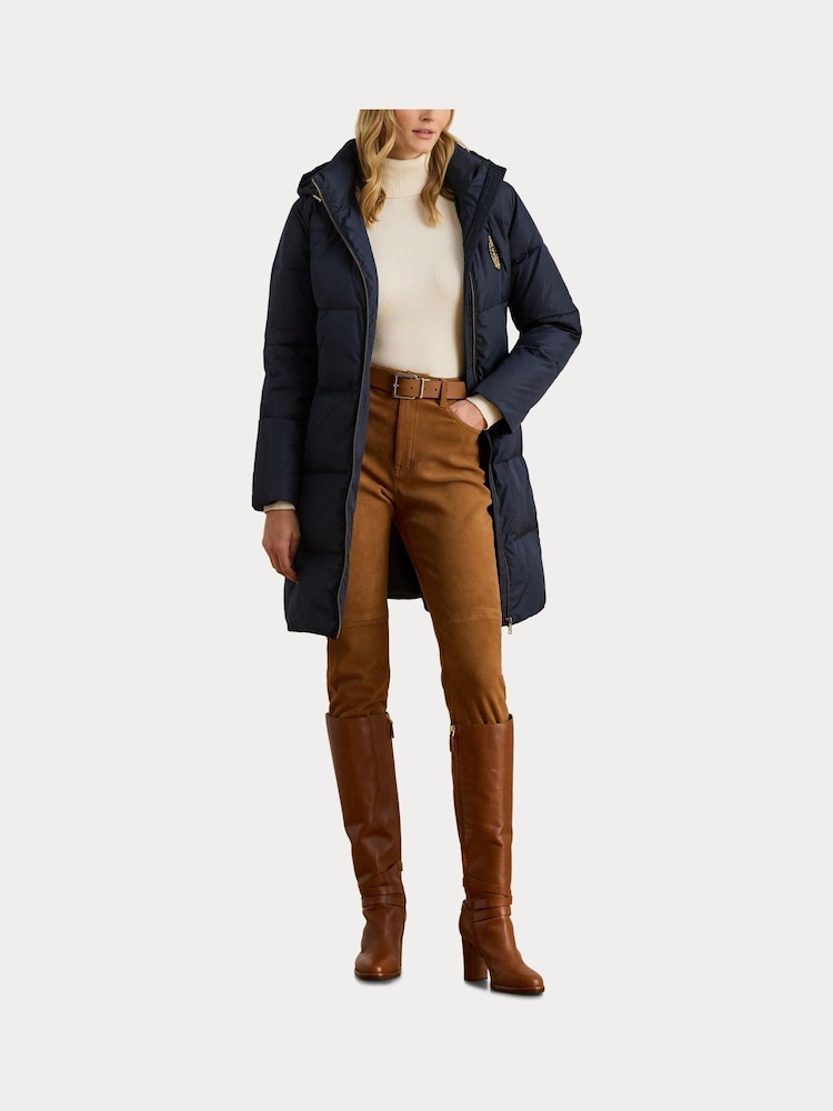 Lauren Ralph Lauren Blue Crest Logo Long Puffer Jacket - Image 8 of 8 Lauren Ralph Lauren Blue Crest Logo Long Puffer Jacket - Image 8 of 8