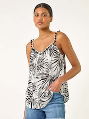 Roman Palm Leaf Print Pom Pom Cami Top - Bild 4 von 5