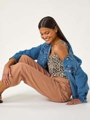 Roman Natural Animal Print Textured Vest Top - Image 1 of 5