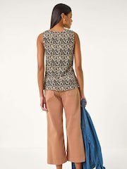 Roman Natural Animal Print Textured Vest Top - Image 3 of 5