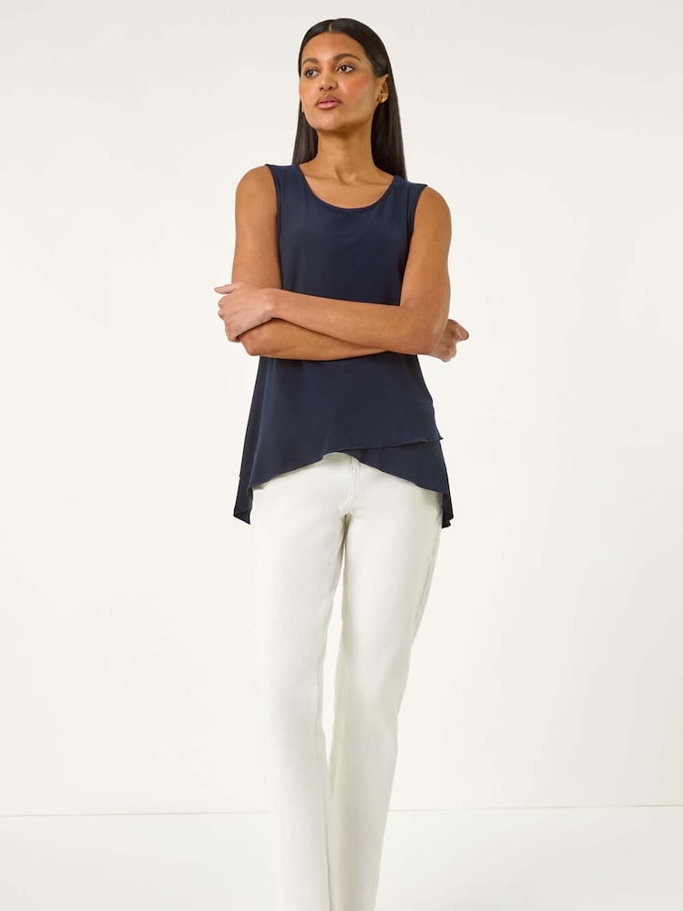 Roman Blue Asymmetric Hem Vest Top - Image 1 of 5