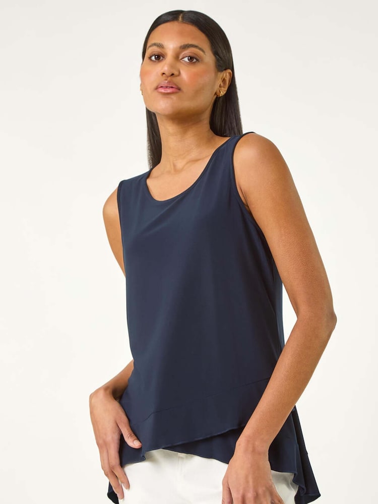 Roman Blue Asymmetric Hem Vest Top - Image 2 of 5