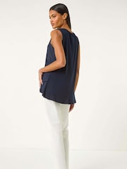 Roman Blue Asymmetric Hem Vest Top - Image 3 of 5