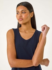 Roman Blue Asymmetric Hem Vest Top - Image 4 of 5