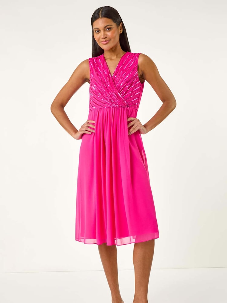 Roman Pink Bead Embellished Dress - Image 1 of 5