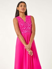 Roman Pink Bead Embellished Dress - Image 2 of 5