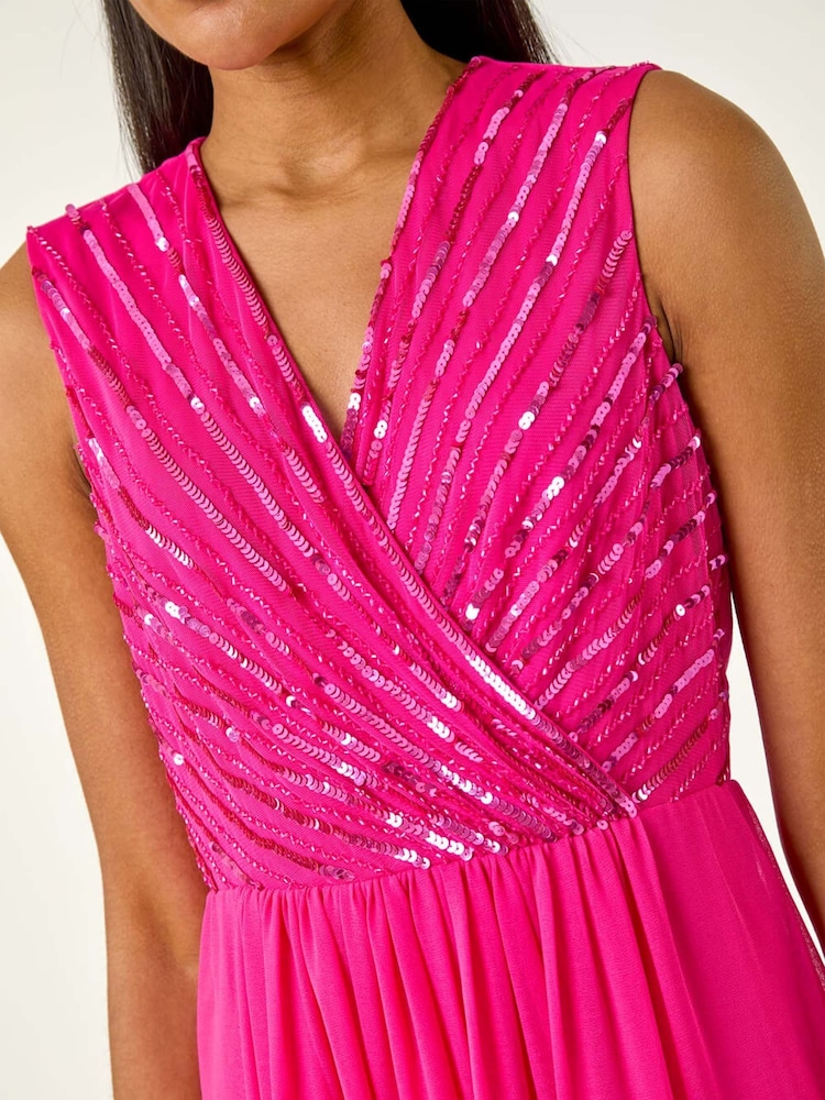 Roman Pink Bead Embellished Dress - Image 5 of 5