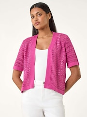 Roman Pink Open Knit Cardigan - Image 1 of 5