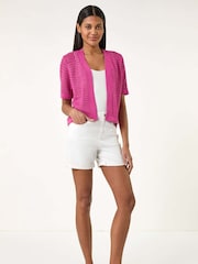 Roman Pink Open Knit Cardigan - Image 2 of 5