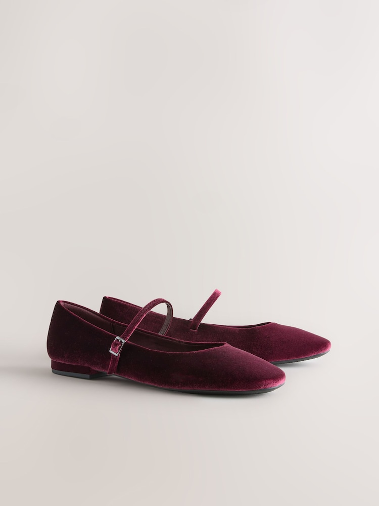 Berry Red Velvet Forever Comfort Square Toe Mary Jane Shoes - Image 2 of 9