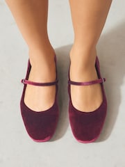 Berry Red Velvet Forever Comfort Square Toe Mary Jane Shoes - Image 6 of 9