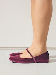 Berry Red Velvet Forever Comfort Square Toe Mary Jane Shoes - Image 7 of 9