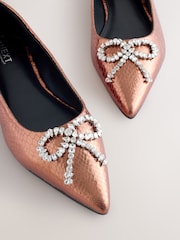 Bronze Forever Comfort® Pointed Toe Jewelled Bow Flat Shoes - Image 9 of 9
