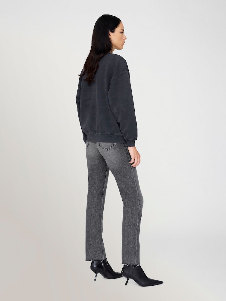 ANINE BING Black Washed Spencer Leopard Print Sweatshirt - Image 2 of 3