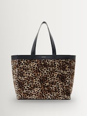 ANINE BING Brown Leapord Print Leo Canvas Tote - Image 1 of 4