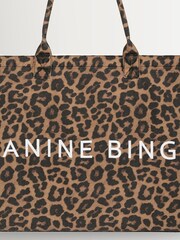 ANINE BING Brown Leapord Print Leo Canvas Tote - Image 5 of 5