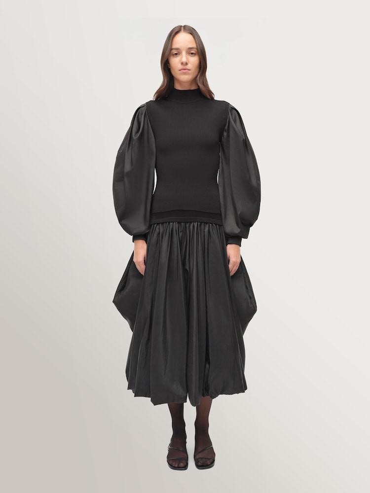 Simkhai Black Jackie Puff Sleeve Top - Image 1 of 5