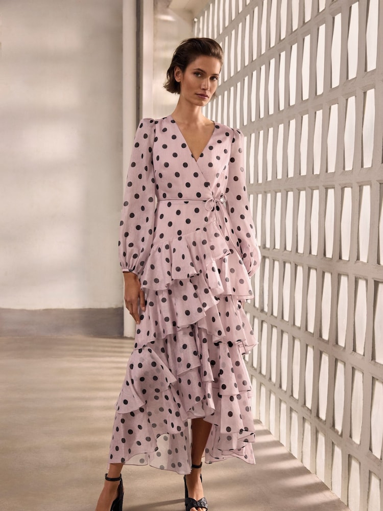 Phase Eight Pink Spot Ruffle Dress - Image 1 of 8 Phase Eight Pink Spot Ruffle Dress - Image 1 of 8