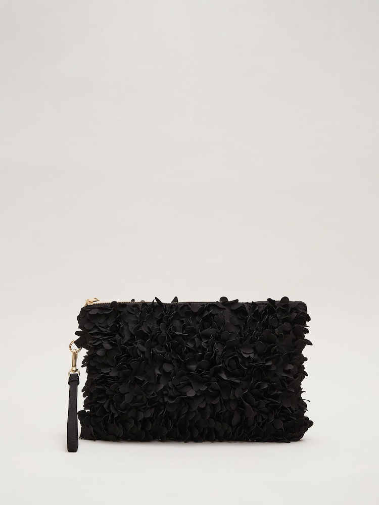 Phase Eight Black Petal Clutch Bag - Image 1 of 1
